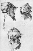 Albrecht Durer Side, Front, and Back View of a Helmet France oil painting artist